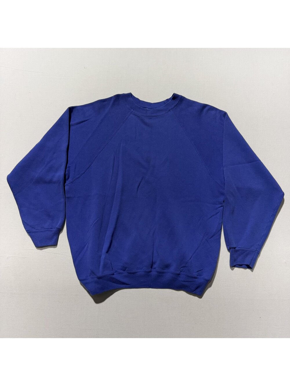 Hanes Royal Blue Raglan Crewneck Sweatshirt Vintage Blank